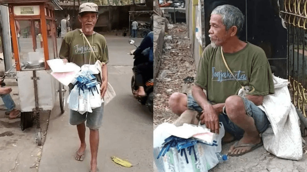 Ringankan Beban Lansia Tukang Tisu Dan keluarga Kecilnya